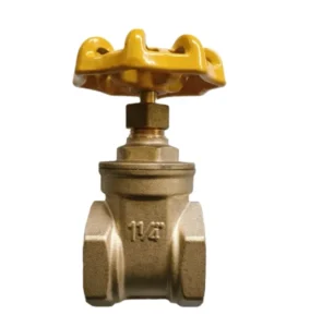 1 1/4 Inch Brass Gate Valve with Yellow Steel Handwheel