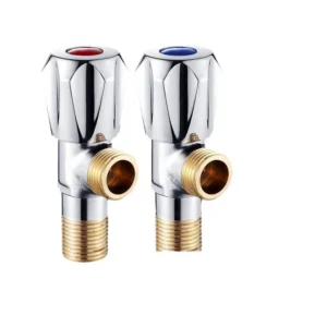 1/2 Inch All Copper Manual Three Wheel Angle Valves Blue Label Chrome Finish Hot Water Bathroom Use 0.8MPa Pressure Metal