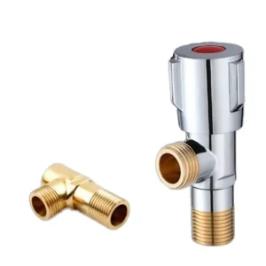 1 2 Inch Brass Chrome Finish Manual Power Three Wheel Angle Valves Red Label Male Connection Bathroom Hot Water Use Metal 0.8MPa