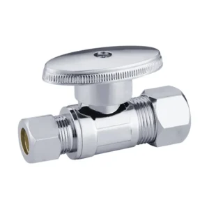 1/2OD x 3/8OD Brass Water Supply Angle Stop Valve 1/4 Turn Comp Straight CUPC NSF Certified Ball for USA Canada