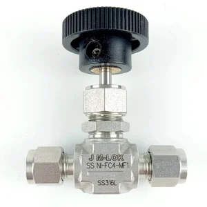 1/4″OD Double Ferrule Manual Needle Valve Stainless Steel Integral Bonnet Straight Pattern 1-Way