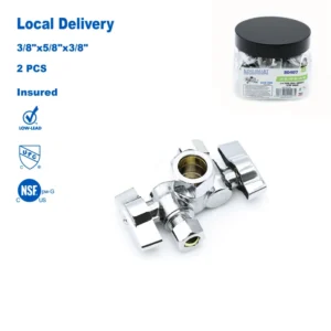 1/4 Turn Low Lead Chrome Plated Brass 3-Way Shut Off Valve Easy to Operate for Plumbing