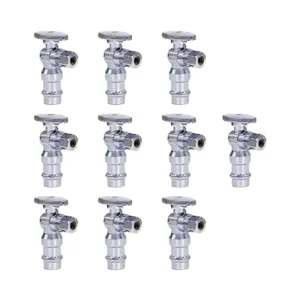 1/4 Turn Manual Press Angle Stop Valve 1/2″ x 3/8″ OD Water & Gas Shutoff Pack 10 for Toilets & Water Systems