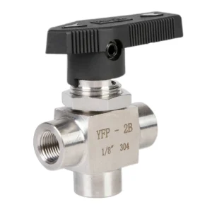 1/8″ 1/4″ 3/8″ 1/2″ 3/4″ High Pressure Panel 3 way Ball Valve L Type Stainless Steel Female Thread Three Way Ball Valve