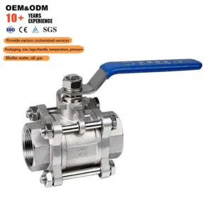 1000 WOG Valves Hand Operated 304 316 Stainless Steel BSP NPT Female Thread Full Bore 3 Piece Ball Valve
