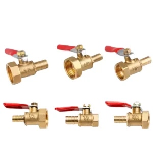 10pcs 1/8” 1/2” 1/4” Female Thread Copper Ball Valve 4-12mm Hose Barb Connector Joint Pipe Fitting Coupler Adapter