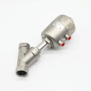 2 Way Piston Operated Water Air Base Oil Double Acting Stainless Steel 304 Pneumatic Head Threaded Angle Seat Valve
