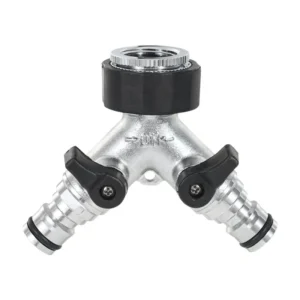 2 Way Shut Off Brass Valve Chrome Plating 1/2″ & 3/4″ Adapter Water Hose Y Connector for Garden with Y-distributor Tap Adapter