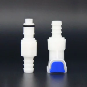 3/8 Inch Blue POM Thumb Latch Shutoff Valve with 1/4 Flow Male Insert Female Quick Disconnect Coupler