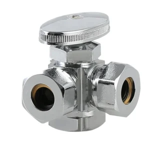 3 Way Chrome Plated Brass Angle Valve 1/2″FIP X 1/2″OD X1/2″OD for South American Market