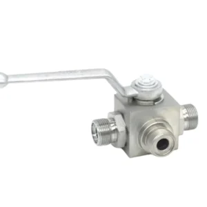 3 Way High Pressure Carbon Steel Hydraulic Ball Valve SS Ball Core Metric Imperial Male Thread Industrial Supply