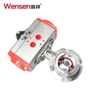 304 316 Sanitary Grade Stainless Steel Quick-fit Butterfly Valve With Pneumatic Head For Pipeline