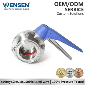 304 316L Stainless Steel Quick fit Butterfly Valve with Duckbill Handle for Clamp Type Pipeline Installation