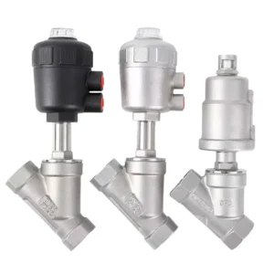 304 Stainless Steel Electric Y Type Angle Seat Valve for Medium Temperature Water & Gas with Threaded Stem