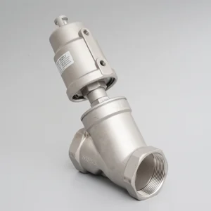 304 Stainless Steel Pneumatic Angle Seat Valve Y-Type High Temperature Water Valve DN8-150 Threaded Flange Pneumatic Control