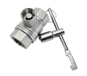 304 Stainless Steel Serrated Locking Shut-off Valve with Key Operation 1/4″ Threaded