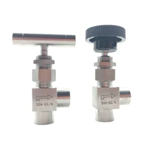 304 Stainless Steel Through Board Type Right Angle Type Needle Valve 1/4″ Female Thread Globe Valve