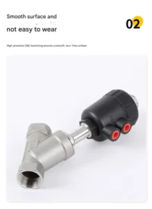 304 Stainless Steel Y Type Pneumatic Angle Seat Valve Plastic Head High Temperature Steam Internal Thread Angle Seat Valve