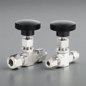 316L Brass Needle Valve BSPT Double Union Ferrule Integrated Design High Temp Resistance 3000psig Max Pressure 1/8-1