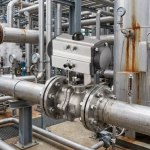 316L CF8M PN25 Spring Return Fail Safe Acid Resistant Water Pneumatic Flanged Floating Ball Valve for Chemical Industry