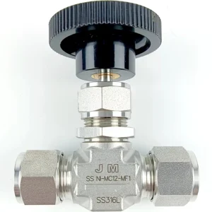 316L Stainless Steel Manual Needle Valve 12mm Tube OD Double Ferrule Compression with Wheel 5000 PSI High Temperature