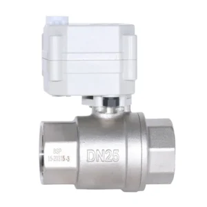 A20 T25 S2 B DN25 SS304 24vDC CR202 Normally Closed Ball Electric Valve for Water Motorized Manual Override PTFE