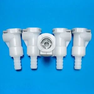 APC Series 5/16 Inch POM Thumb Latch Shutoff Valve with Female Barbed Connector for Oxygen Systems