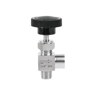 Adjustable Right Angle 1/4″ Panel Mounted Manual Shut Crane Needle Valve with BSP NPT Male Female Threads Flow Control