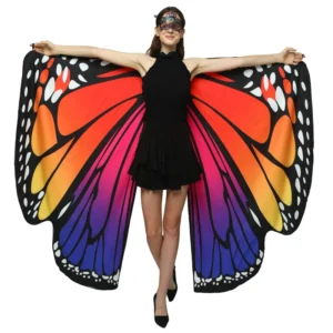 Adult Lady Two Sides Printed Butterfly Wings Women Belly Dancing Performance Wear Polyester Elegant Halloween Costumes