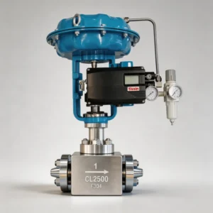 Air Operated High Pressure Cryogenic Control Valve Flanged Stainless Steel Extended Bonnet with Pneumatic Positioner CE