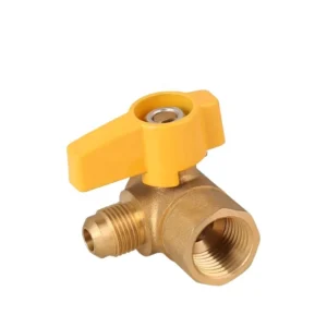 Angle Type Brass Gas Ball Valve with T Handle 1/2″FIP X3/8″ Flare for USA Market