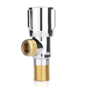 Angle Valve 1/2 Inch Three-Wheel Design One Two Outlet Options Threaded Installation Brass Finish Water Use Manual