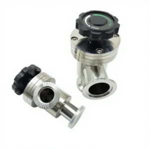 Bellows Sealed Hand Operated Flapper Valve Diaphragm Stainless Steel Finish Angle Structure Gas Media Normal Low Temperature KF