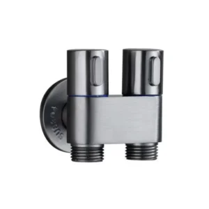 Brass 1 in 2 Out Angle Valve Double Handle Shunt Faucet Diverter 3 Way Gun Grey Angle Valve
