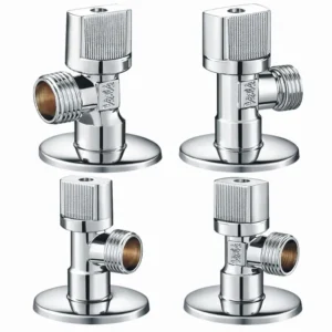 Brass Angle Valve with Rosette Chrome Plated Male Thread Bathroom Water Shut Off Valve