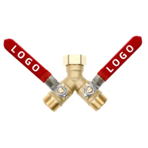 Brass Shutoff Valve Hose Connector 2 Way Splitter with Extra Long Handle