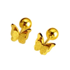 Butterfly Stud Earrings Women Matte Full Titanium Steel Gold Plated Non Fading Simple Fashionable Versatile
