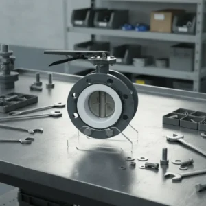 Butterfly Valve Cast Steel Fluorine PTFE Coated Flange Wafer Strong Corrosion Resistance