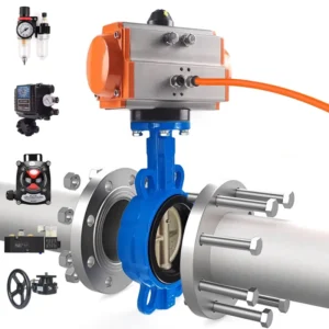 Butterfly Valve DN100 PN16 4 Inch EPDM Rubber Seat Wafer Type Cast Iron WCB SS304 SS316 Double Acting Pneumatic Actuator