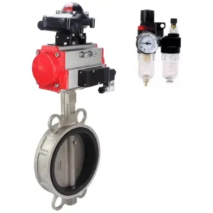 Butterfly Valve Stainless Steel AISI 316l Compact Flanged PN16 Pneumatic WBV3232N 2W Fb H