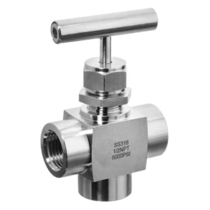 CE Certified Manual Gas Instrumentation Needle Valve SS316 Stainless Steel 3 Way 6000 psi 1/2″ NPT Female