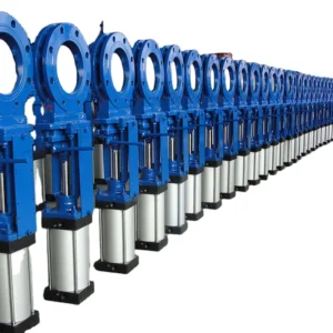 CF8 Material Knife Gate Valve Dn50 Dn400 (2in 16in) for Slurry Use with Pneumatic Actuator ISO9001 Certified PN10 PN16