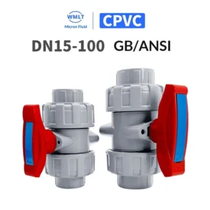 CPVC Double Union Ball Valve Straight-through Structure Industrial Chemical Plastic Water Supply ANSI Standard PVC-C