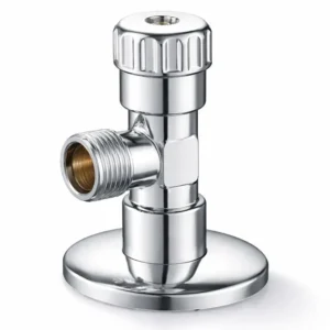 Chrome Plated Brass Angle Valve with Rosette Male Thread Bathroom Plumbing Water Shut Off Valve