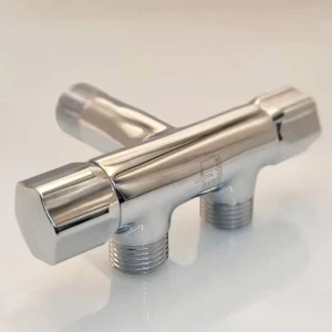 Chrome Washing Machine Faucet Diverter One Inlet and Two Outlet Toilet Double Handle Angle Valve for Water Use