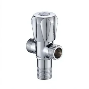 Copper Threaded Double Outlet Three-way Cold Hot Water Triangle Valve Eight-shaped Stop Angle Valve