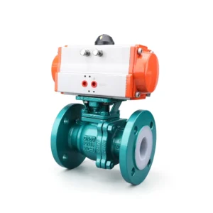 Corrosion Resistant PTFE Pcs Ball Valve with Double Action Pneumatic Actuator Pneumatic fluorine-lined Flange Ball Valve