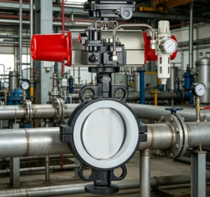 Corrosion Resistant Pneumatic Actuator PTFE Lined Butterfly Valve Acid Alkali Resistant Pneumatic PTFE Lined Butterfly Valve