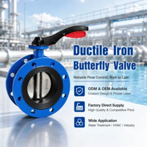 Custom Ductile Iron Hard Sealed Manual Flange Butterfly Valve for Water and Oil Applications
