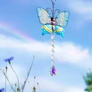 Custom Painted Butterfly Stained Glass Iron Insect-shaped Hanging Ornaments Suncatchers Modern Craft Gifts Indoor Outdoor Home
